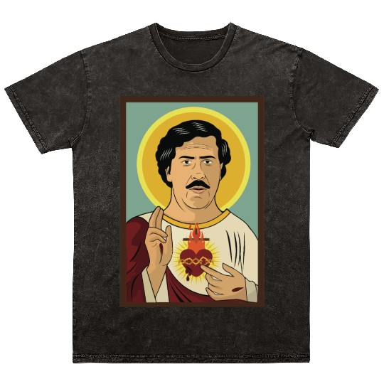 Pablo Escobar Jesus Mineral Wash T Shirts