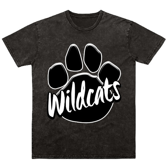 Wildcats Paw Print Mascot School Pride Mineral Wash T Shirts