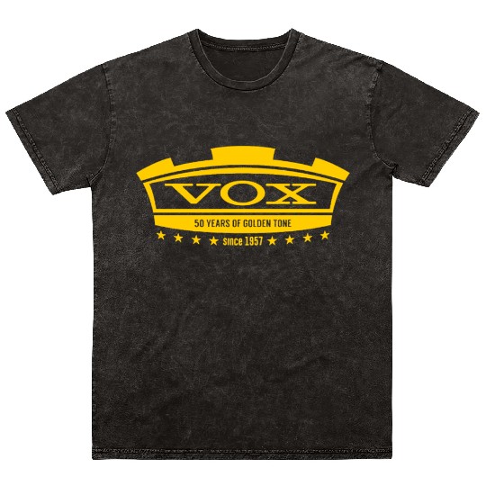 Vox Amplification Guitar Gold Tone Mineral Wash T Shirts Womens Mens
