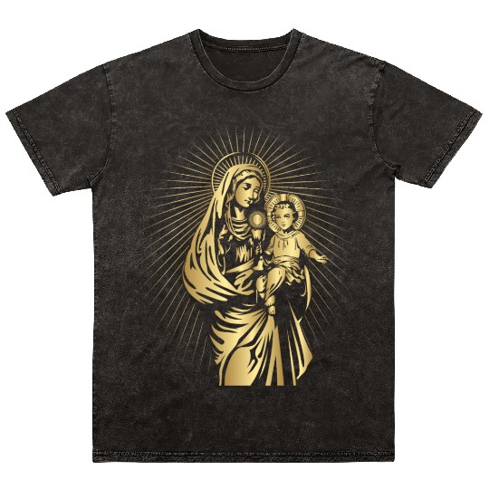BLESSED VIRGIN MARY AND BABY JESUS Mineral Wash T Shirts