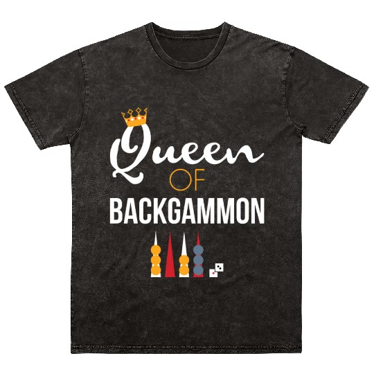 Queen of Backgammon Mineral Wash T Shirts Board Game Backgammon