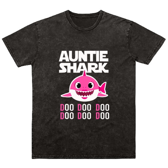 Auntie Shark Mineral Wash T Shirts Doo Doo Doo Family Gift T S