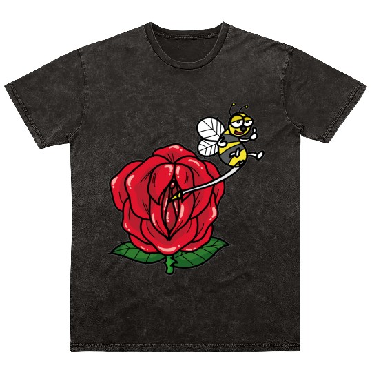FLOWER VAGINA Deflower Virgin Rose Bee funny Mineral Wash T Shirts