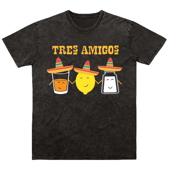 Tequila and friends, salt and lemon makes it Mineral Wash T Shirts