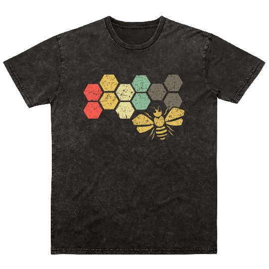 Retro Bee Honeycomb Vintage Beekeeper Gift Mineral Wash T Shirts