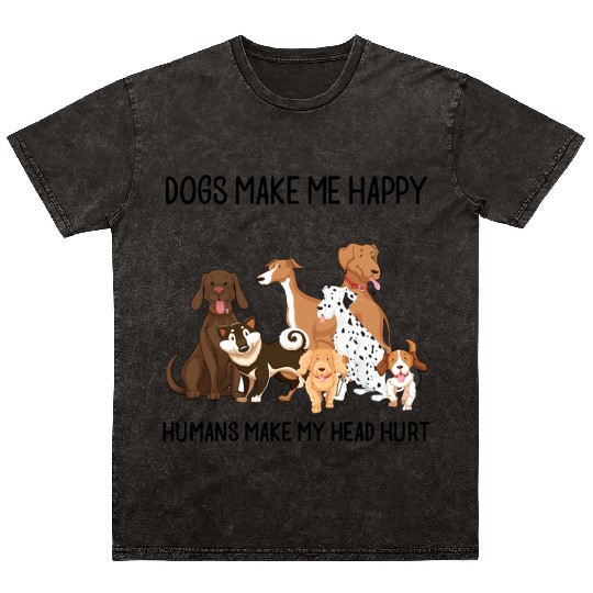 dogs make me happy humans make my head hurt husky Mineral Wash T Shirts