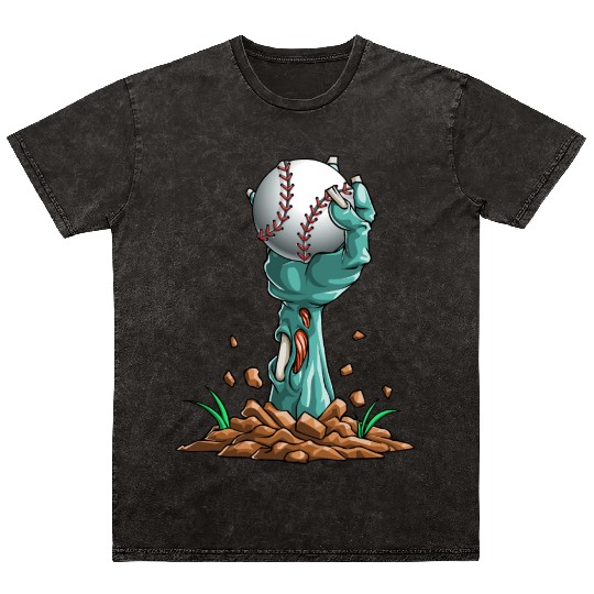 Zombie Hands Baseball Funny Halloween Horror Scary Mineral Wash T Shirts