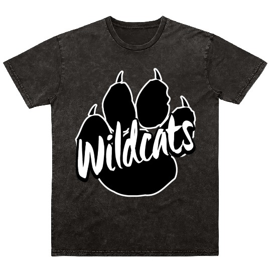 Wildcats Paw Print Back To School Spirit Mascot Mineral Wash T Shirts