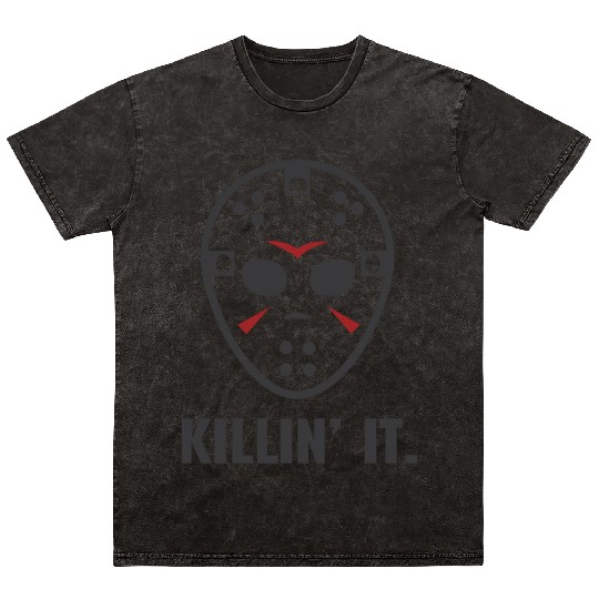 Killin It Friday 13TH Halloween Jason Mask Mineral Wash T Shirts
