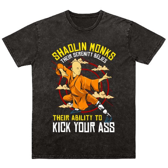 Funny Shaolin Monk Kung Fu MMA Mineral Wash T Shirts