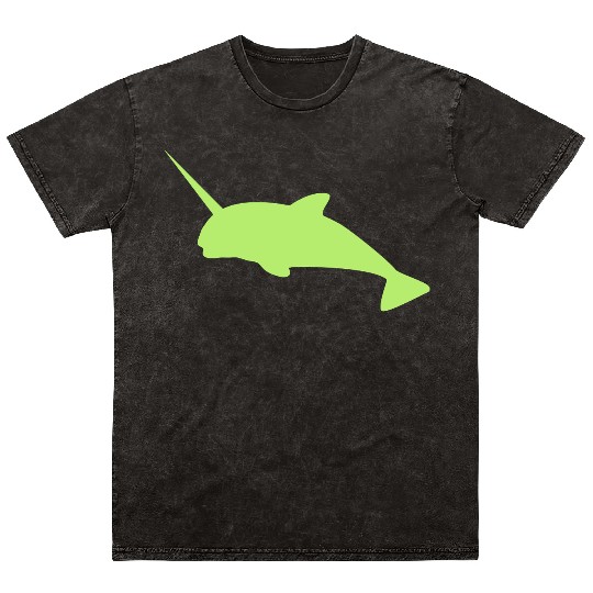 Sharp narwhal in green uniwhale Mineral Wash T Shirts