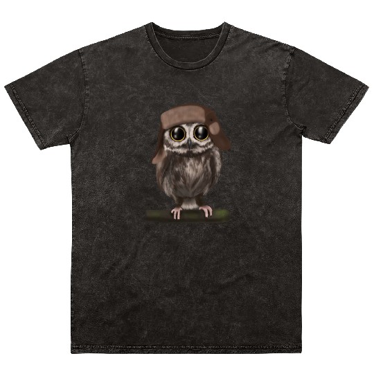 Owl - Ushanka big eyes Mineral Wash T Shirts