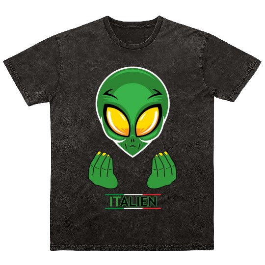 Funny Alien Italian Italy Mineral Wash T Shirts