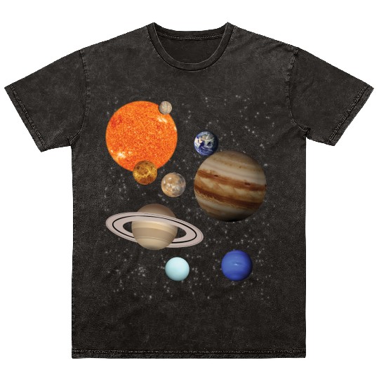 realistic Solar System planet Outer Space Explorer Mineral Wash T Shirts