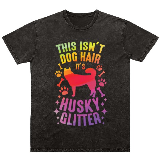 Siberian Husky Dog Wolf Funny huskies Dog Hair Mineral Wash T Shirts