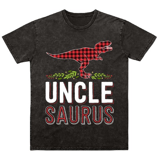 Uncle Saurus T Rex Bufallo Plaid Matching Family Mineral Wash T Shirts