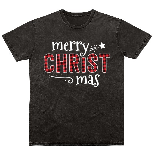 Buffalo Plaid Merry Christ Mas Mineral Wash T Shirts Christmas
