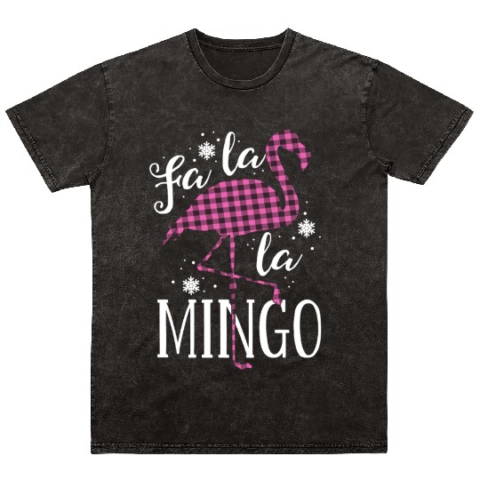 Fa La La Mingo Flamingo Christmas Mineral Wash T Shirts Pink