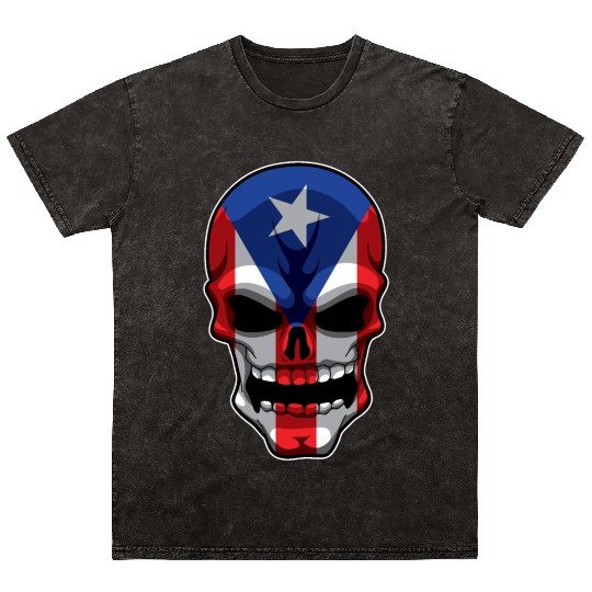 Puerto Rican Skull - Puerto Rico Pride Flag Mineral Wash T Shirts