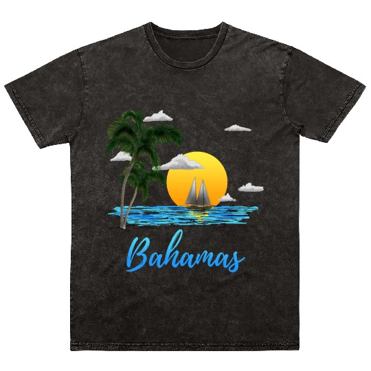 Bahamas Vacation Sailing Mineral Wash T Shirts