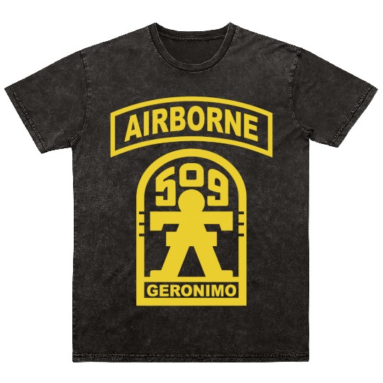 Geronimo 509th Airborne Parachute Infantry US Army Mineral Wash T Shirts