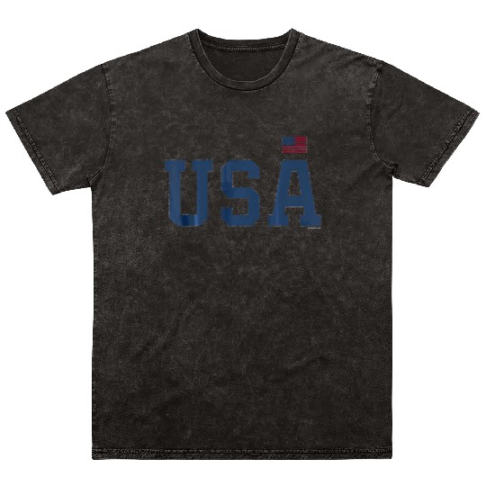 USA Mineral Wash T Shirts Women Men Patriotic American Flag 4th