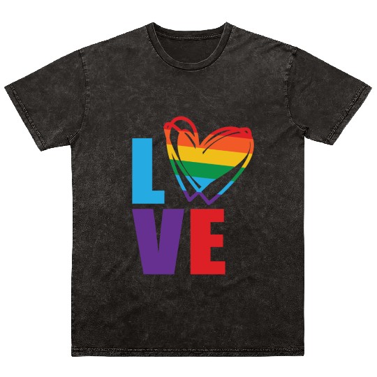 Gay pride LGBT PRIDE LOVE HEART Mineral Wash T Shirts