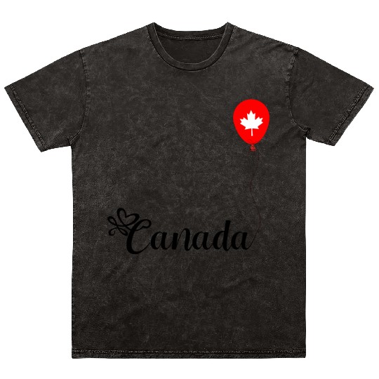 Canadian Maple Leaf Balloon Design Mineral Wash T Shirts