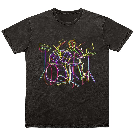 Neon Drums Musician Mineral Wash T Shirts