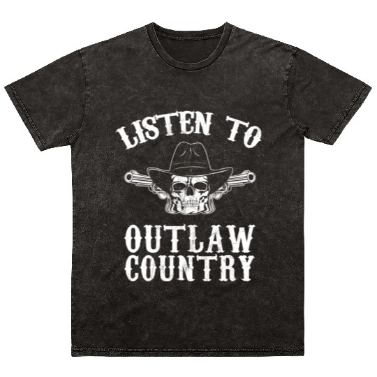 Southern Rebel Cowboy Listen To Outlaw Music Fan Mineral Wash T Shirts