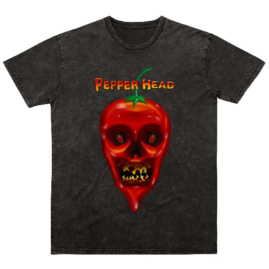 Pepper Head Skull Mineral Wash T Shirts