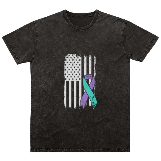 Suicide Prevention Awareness Ribbon - USA American Mineral Wash T Shirts