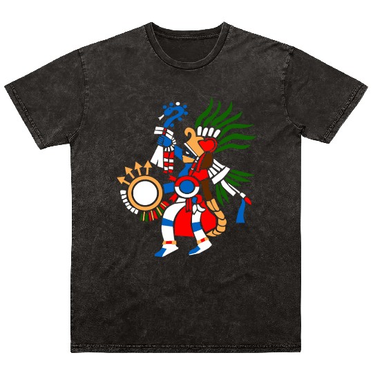 Aztec Symbol Aztec God of War Huitzilopochtli Mineral Wash T Shirts