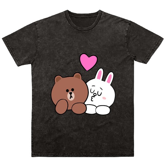 Cute Brown Bear Cony Bunny Rabbit Lean On Me I Lov Mineral Wash T Shirts