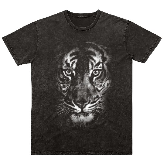 Fearless Eye Of The Tiger Face Print Mineral Wash T Shirts