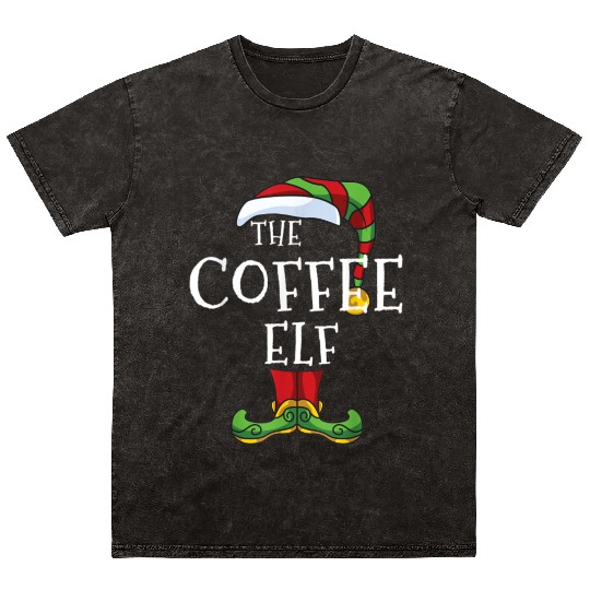 Coffee Elf Family Matching Christmas Group Gift Mineral Wash T Shirts