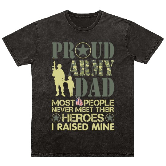 Proud Army National Guard Dad American Flag Mineral Wash T Shirts