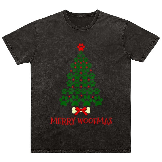 Super Cute Dog Paws Print Christmas Mineral Wash T Shirts