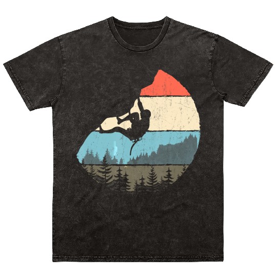 Vintage Style Rock Climbing Retro Bouldering Mineral Wash T Shirts