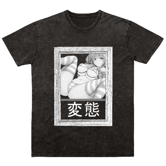 hen Anime Waifu japanese sexy bikin Girl Ahegao Mineral Wash T Shirts
