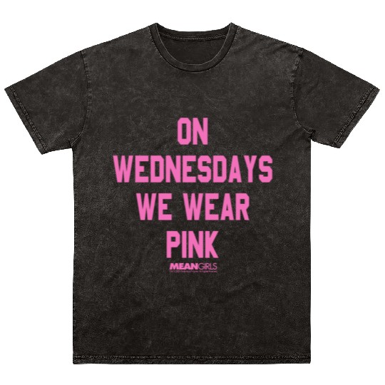 Mean Girls Pink On Wednesday Square Text Mineral Wash T Shirts