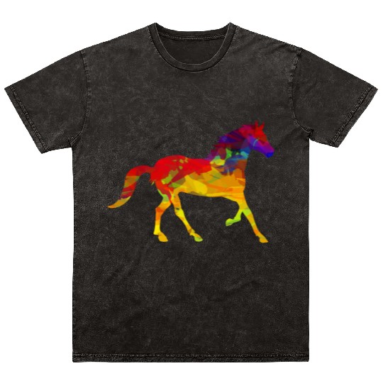 Abstract Horse Horses Lover Animal Horse Racing Mineral Wash T Shirts