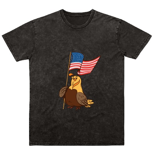 US Quail patriot with banner cute cartoon quail Mineral Wash T Shirts