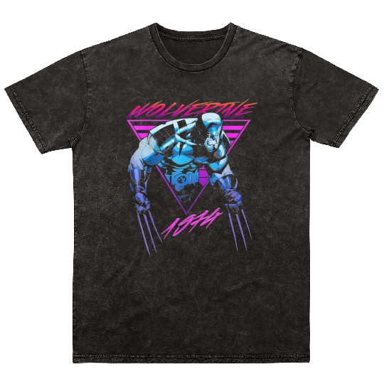 M-a-r-v-e-l W-o-l-verine Neon Retro Logan Graphic Mineral Wash T Shirts