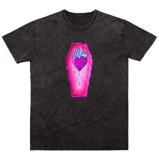 Pastel Goth Love Coffin Heart Mineral Wash T Shirts