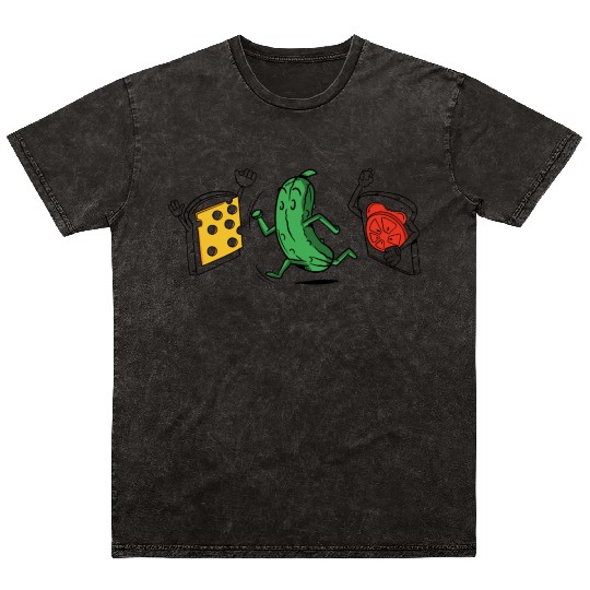 Baseball Pickle Runner Tomato Cheese Sandwich Joke Mineral Wash T Shirts