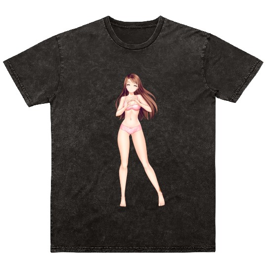 hen Manga Anime Waifu japanese sexy Girl Ahegao Mineral Wash T Shirts