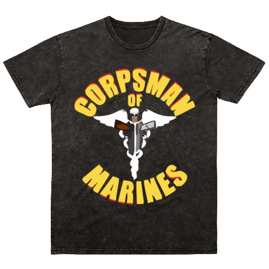 Us Navy Corpsman 8404 Fmf Veteran Front & Back Des Mineral Wash T Shirts