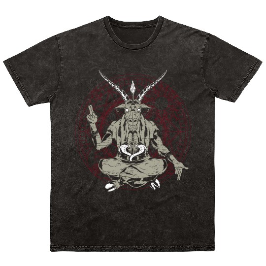 Baphomet Pentagram Nu Goth Occult Witch Satanism Mineral Wash T Shirts