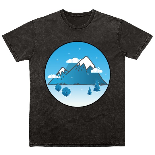 Snowy Blue Aesthetic Mineral Wash T Shirts